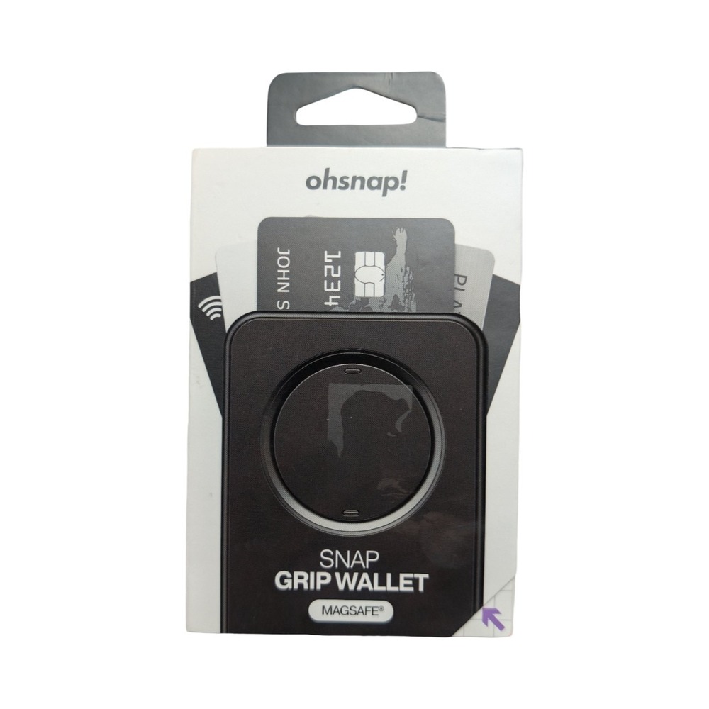 Cc5-O OhSnap Snap Magnetic MagSafe Phone Grip RFID Card Wallet - Black